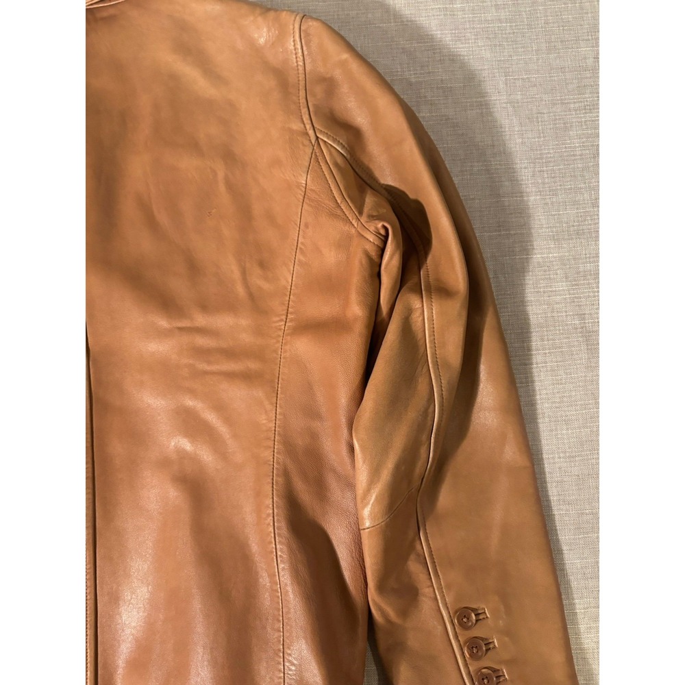 Cabelas Genuine Leather Jacket Womens Large Brown Button Up Buttery Soft Lined - Picture 14 of 16